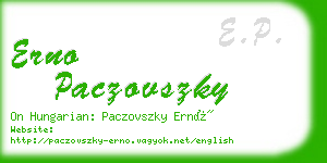 erno paczovszky business card